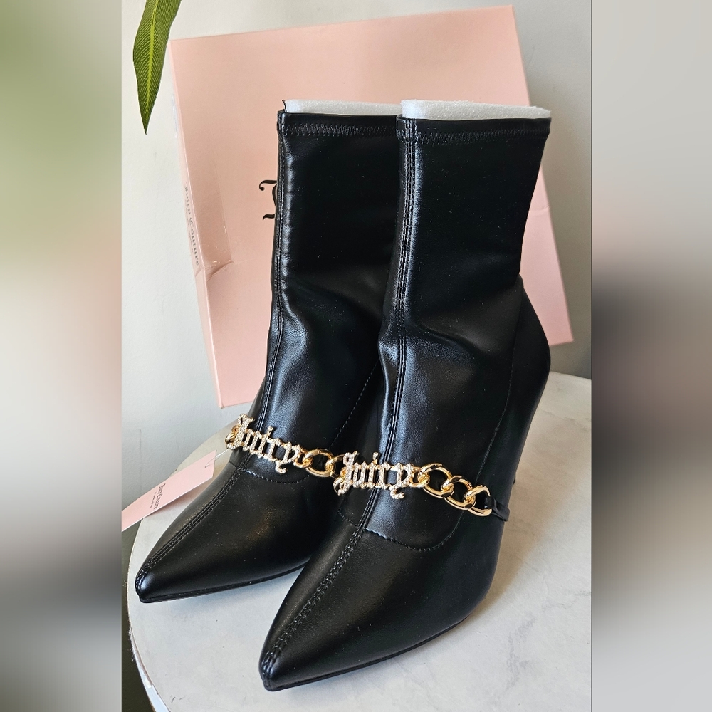 New Juicy Couture Black & Gold Women's Tommi Booties US Sz 6.5 - Picture 2 of 16